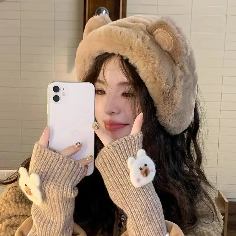 New Women's Earmuffs Cartoon Little Bear Warm Earmuffs Winter New Cute Student Warm Ear Protector Cold Ear Cover Ear Cover