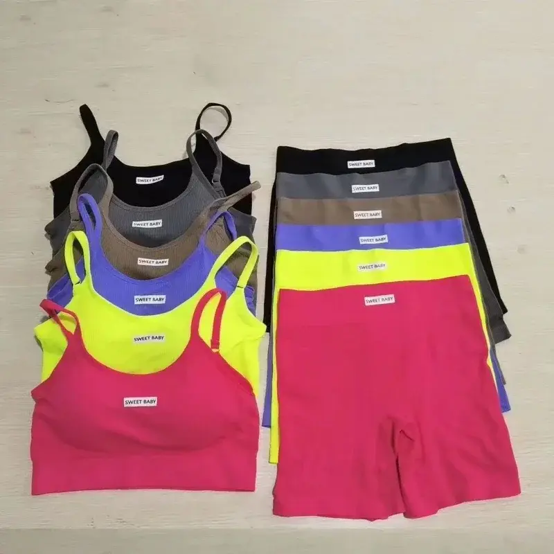 Womens Intimate Sexy Bra Bustier Shorts Set NEW Camisole Padded Tank Top Female Slim Sports Underwear Pants Suit Summer Lingerie