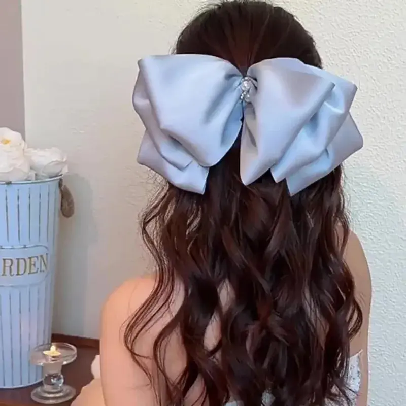 Super Sweet Big Bow Headband Hair Clip, Women's Head Highlights Face, Small Straight Clip, High-end Hair Accessory
