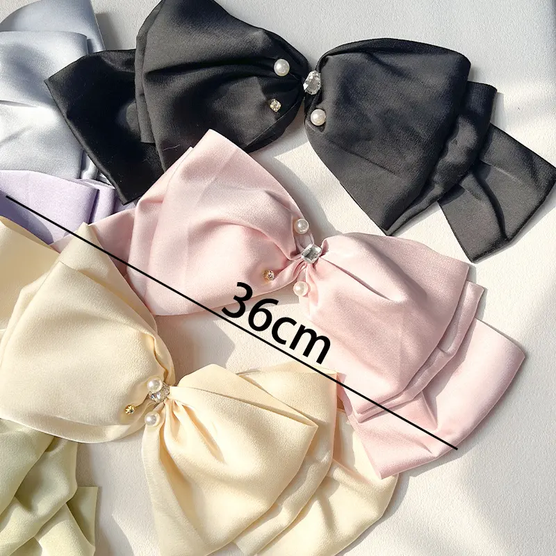 Super Sweet Big Bow Headband Hair Clip, Women's Head Highlights Face, Small Straight Clip, High-end Hair Accessory