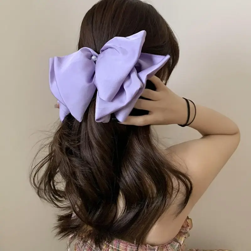 Super Sweet Big Bow Headband Hair Clip, Women's Head Highlights Face, Small Straight Clip, High-end Hair Accessory