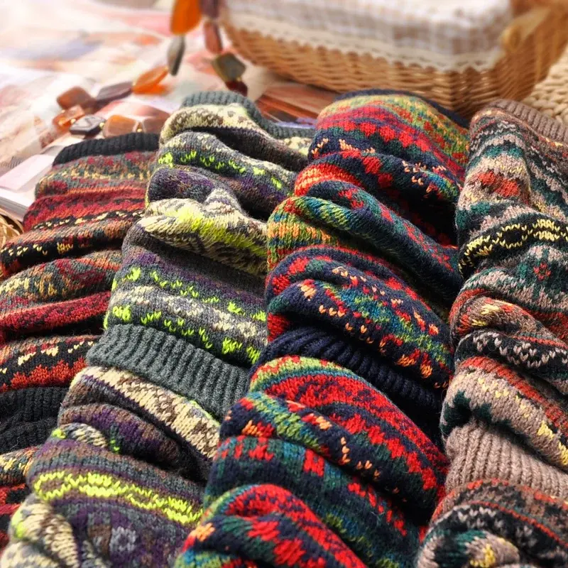 Bohemian Camouflage Thickened Women's Over-the-knee Warm Leggings Fashion Knit Knee High Crochet Socks Boot Cuffs Been Warmers