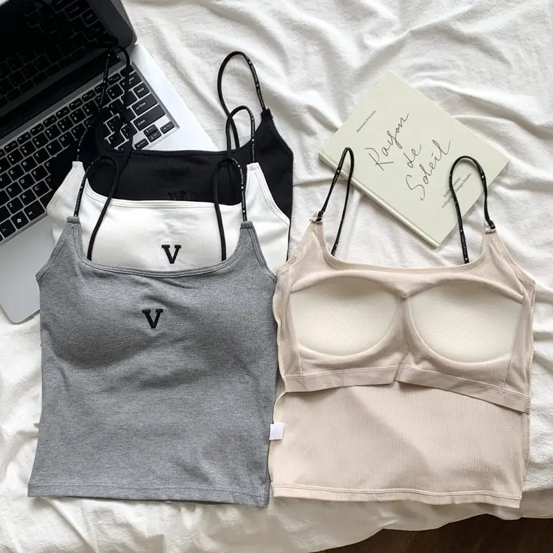 Latex Strapless Bralette Women's Innerwear Tank Top Cotton Underwear with Chest Pad for Outerwear Backless Design