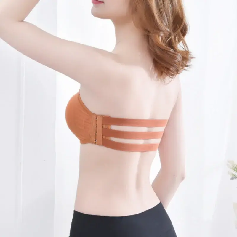 3D Sexy Lingerie Seamless Sport Bra Backless Strapless Top Bra Push Up Bralette Brassiere Women Underwear Back One Line Girdle