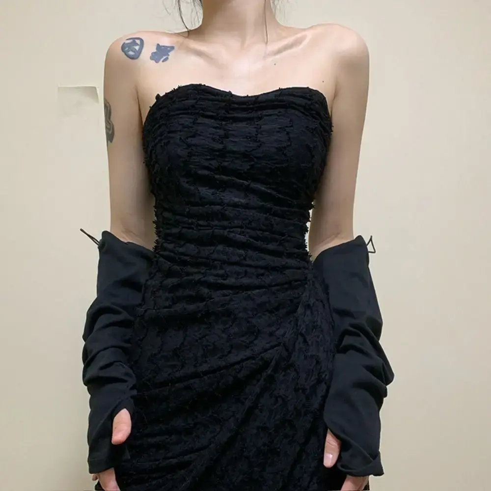 Punk Cross Long Fingerless Gloves Gothic Black Cuff Women Men Ninja Outdoor Loose Summer Sun Protection Y2k Accessories