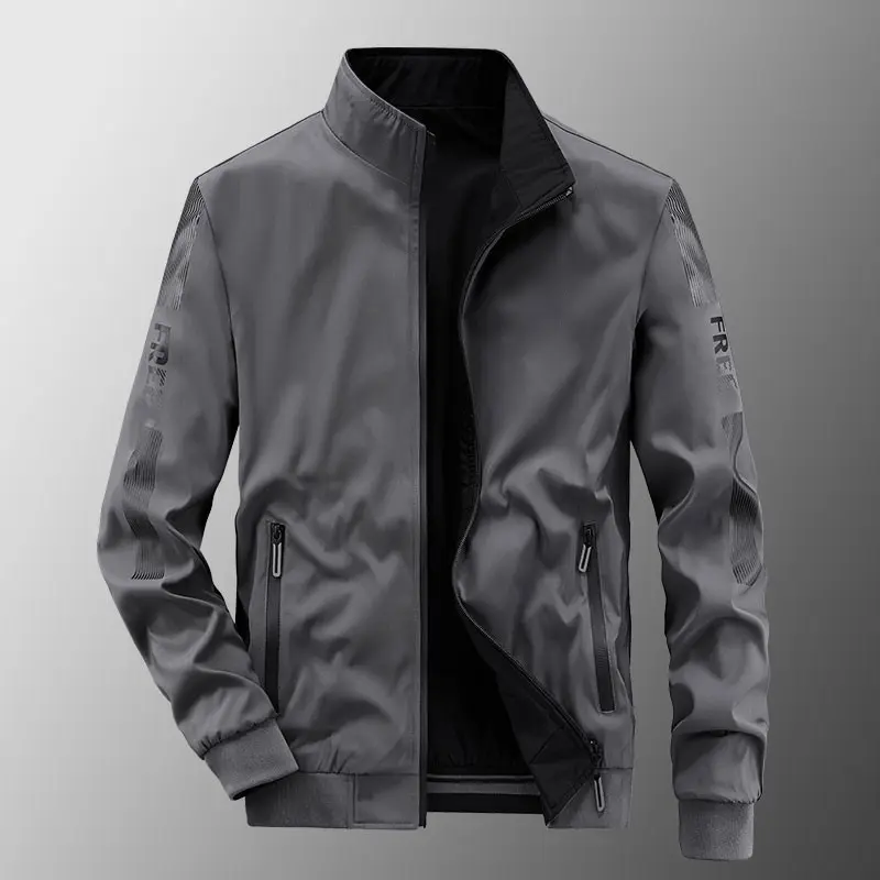New Men's Reversible Jacket Trend Polyester Casual Baseball Uniform New Spring and Autumn Clothes Male Double Sided Zipper Coats