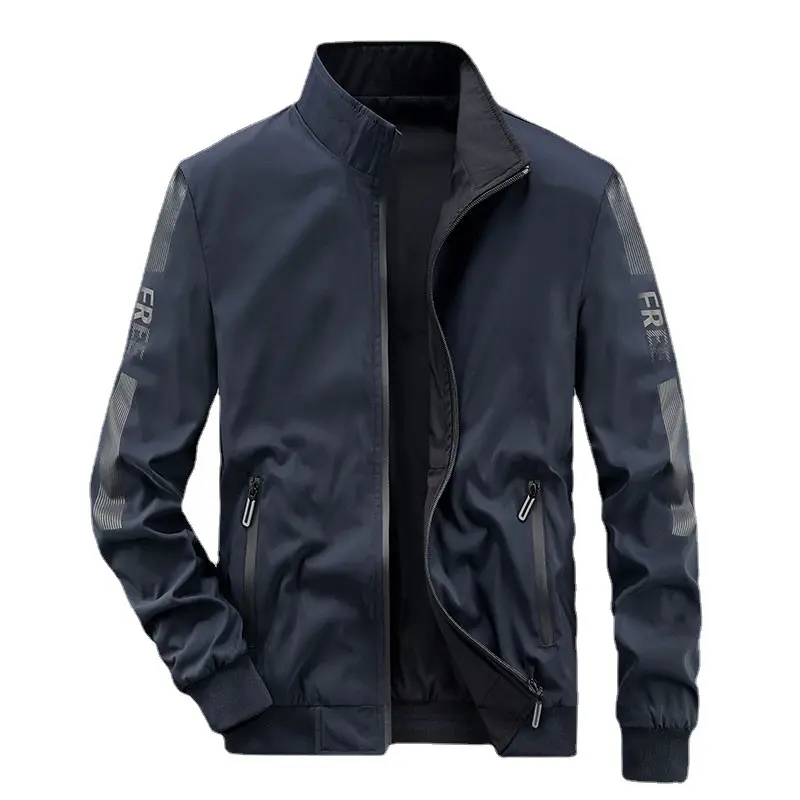 New Men's Reversible Jacket Trend Polyester Casual Baseball Uniform New Spring and Autumn Clothes Male Double Sided Zipper Coats