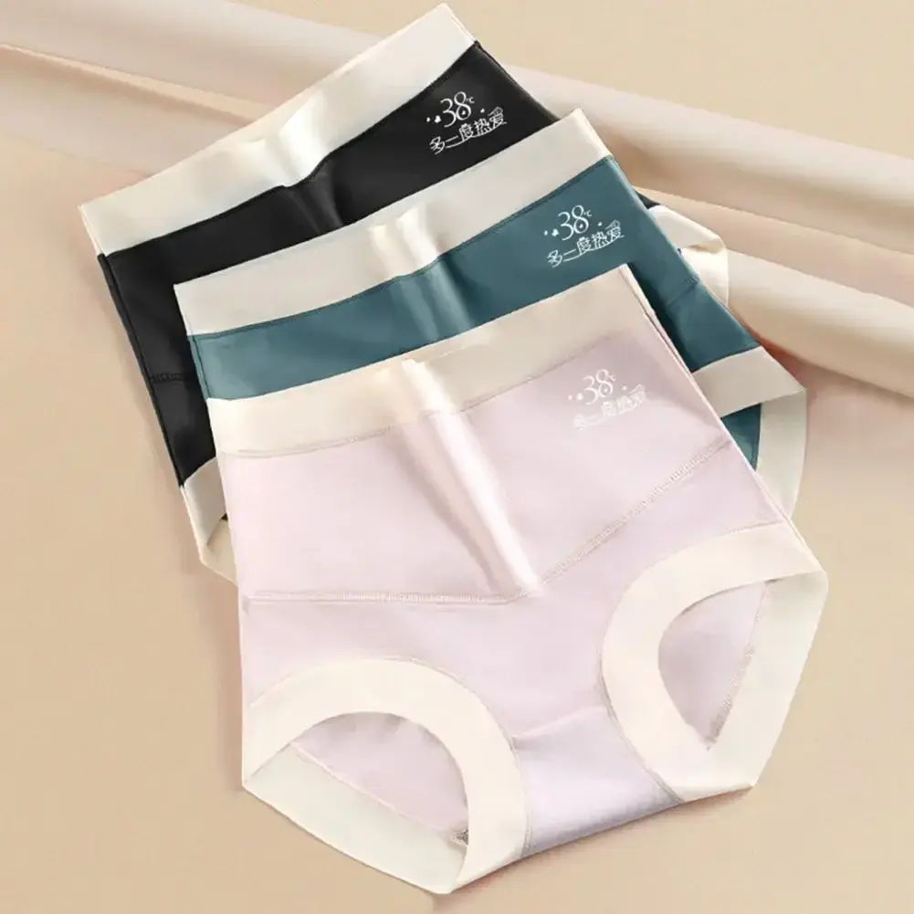 Lady Winter Panties Contrast Color Cold-proof Keep Warm No Constraint Winter Underpants   Winter Panties  for Daily Wear