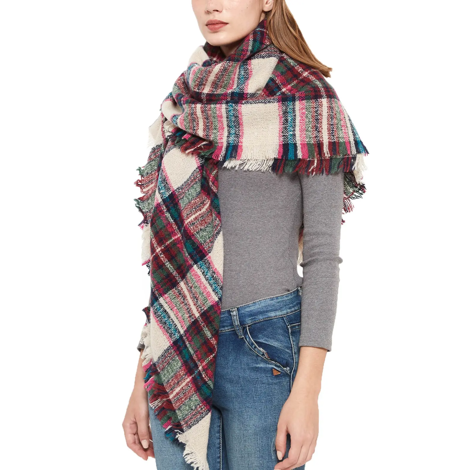 Women Winter Scarf Triangle Knitted Scarf Casual Ladies Plaid Pashmina Shawl and Wrap Female Foulard Scarves Echarpe Bufanda