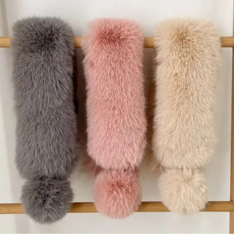 Natural Fox Fur Collar Winter Shawl Women Warm Double Short Fur Neck Warmer Scarf Big Size Shawl Luxury Thick Female Scarves