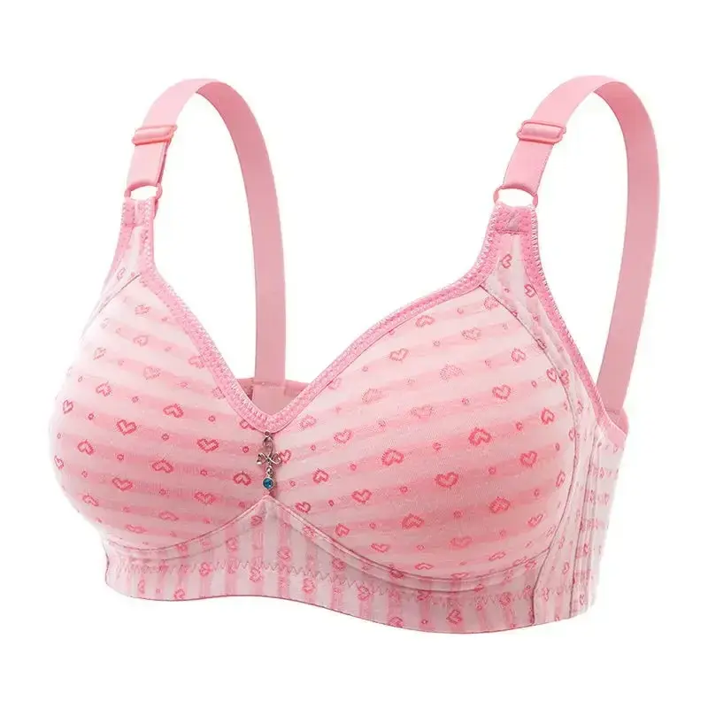 Push Up Bras for Women Large Size Underwear C D Bra Woman Wireless Bralette Ladies Large Push Bra Love Heart Printed Bras