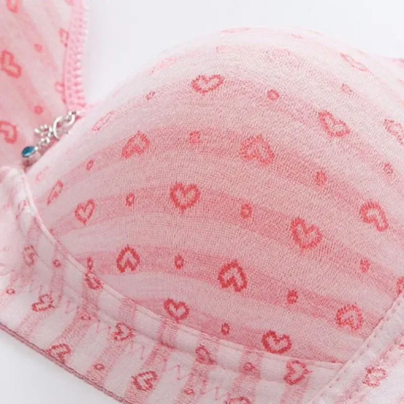 Push Up Bras for Women Large Size Underwear C D Bra Woman Wireless Bralette Ladies Large Push Bra Love Heart Printed Bras