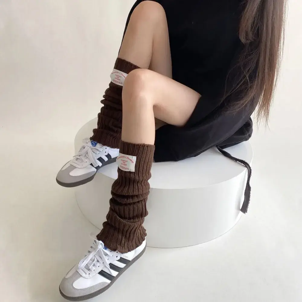 Lolita Leg Warmers Women Knitted Foot Cover Thigh High Socks Y2k Girls Solid Color Long Socks Thigh High Stockings Autumn Winter
