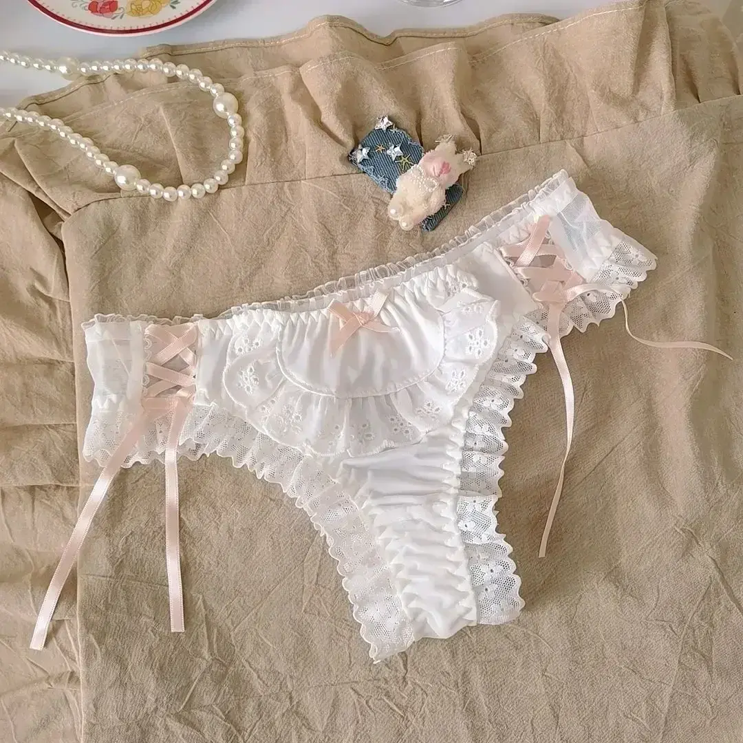 Lace Ice Silk Lolita Panties Women Sexy Japanese Lingerie Girl Ice Silk Breathable Soft Briefs Female G String Underwear