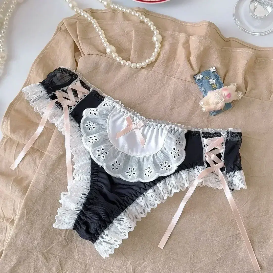 Lace Ice Silk Lolita Panties Women Sexy Japanese Lingerie Girl Ice Silk Breathable Soft Briefs Female G String Underwear