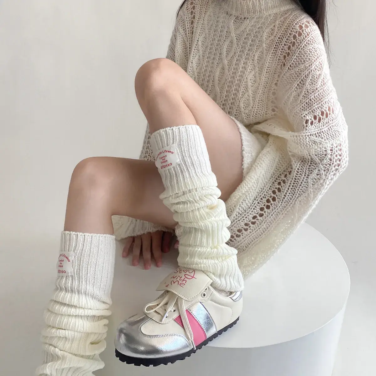 Korean Label Over-knee Leg Warmers Sleeves WOMEN Arm Covers Japanese Leggings Y2k Wool Thigh Socks Punk Multifunctional Gloves