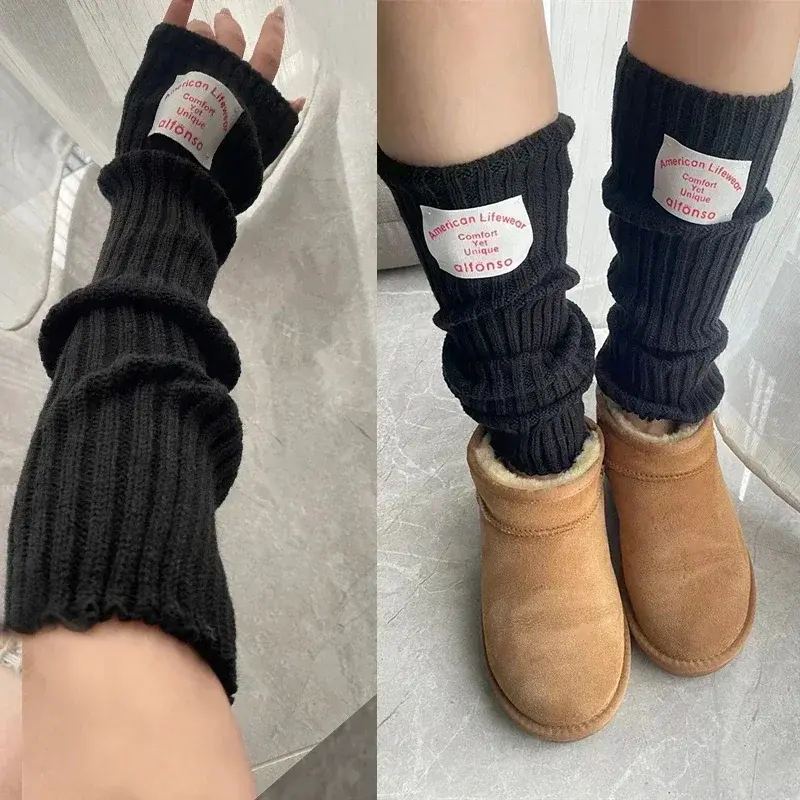 Korean Label Over-knee Leg Warmers Sleeves WOMEN Arm Covers Japanese Leggings Y2k Wool Thigh Socks Punk Multifunctional Gloves