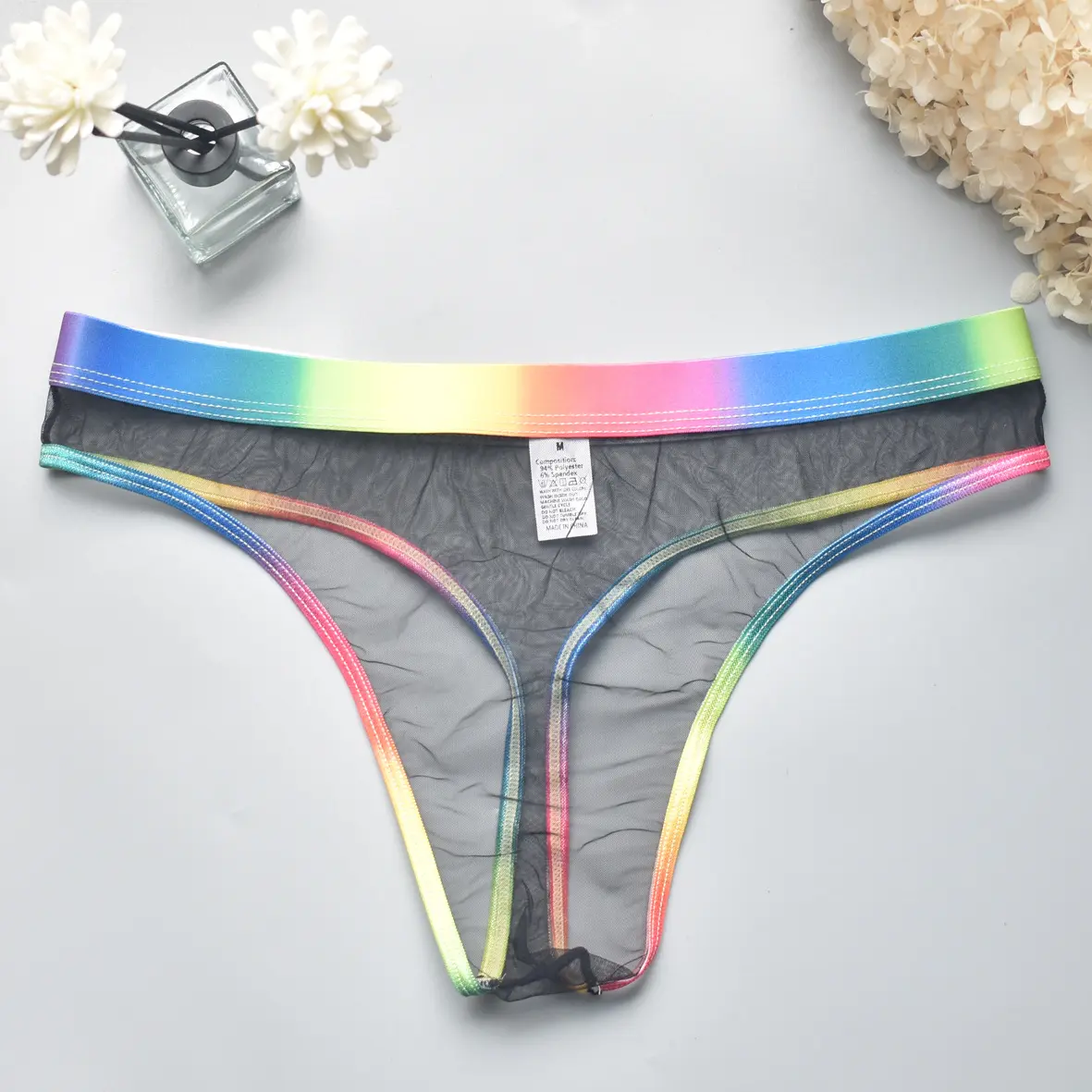 Sexy Women Underwear Low-rise Brief See-through Thong Mesh Underpants Girl U Convex Pouch Panties Youth Lingerie T-Back G-string