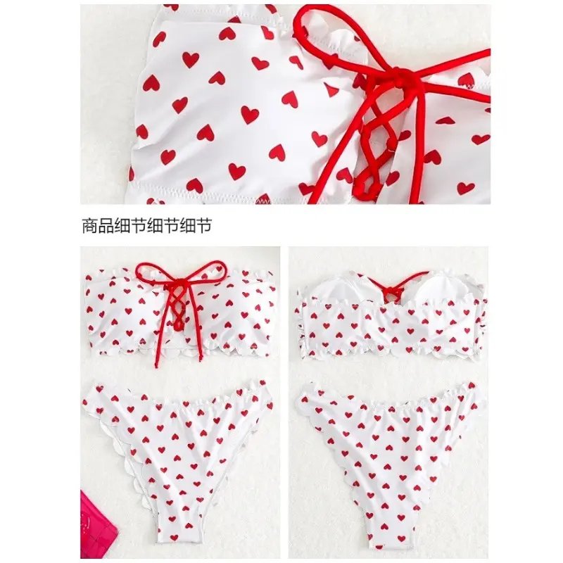 Sexy Polka Dot Bikini Women Two Piece Swimsuit Push Up Swimwear Floral Side Bathing Suit Brazilian Beach Wear Swimming Suit