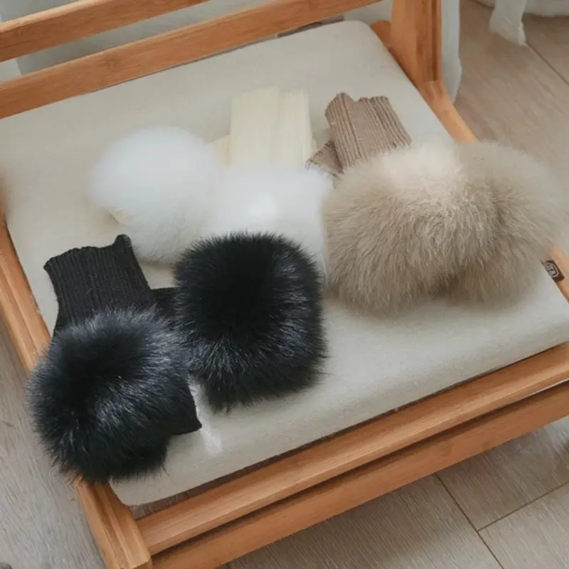 Fine Grain Short Woolen Gloves New Winter Woolen Gloves Female Fake Sleeves Knitted Warmth Exposed Fingerless Arm Sleeves
