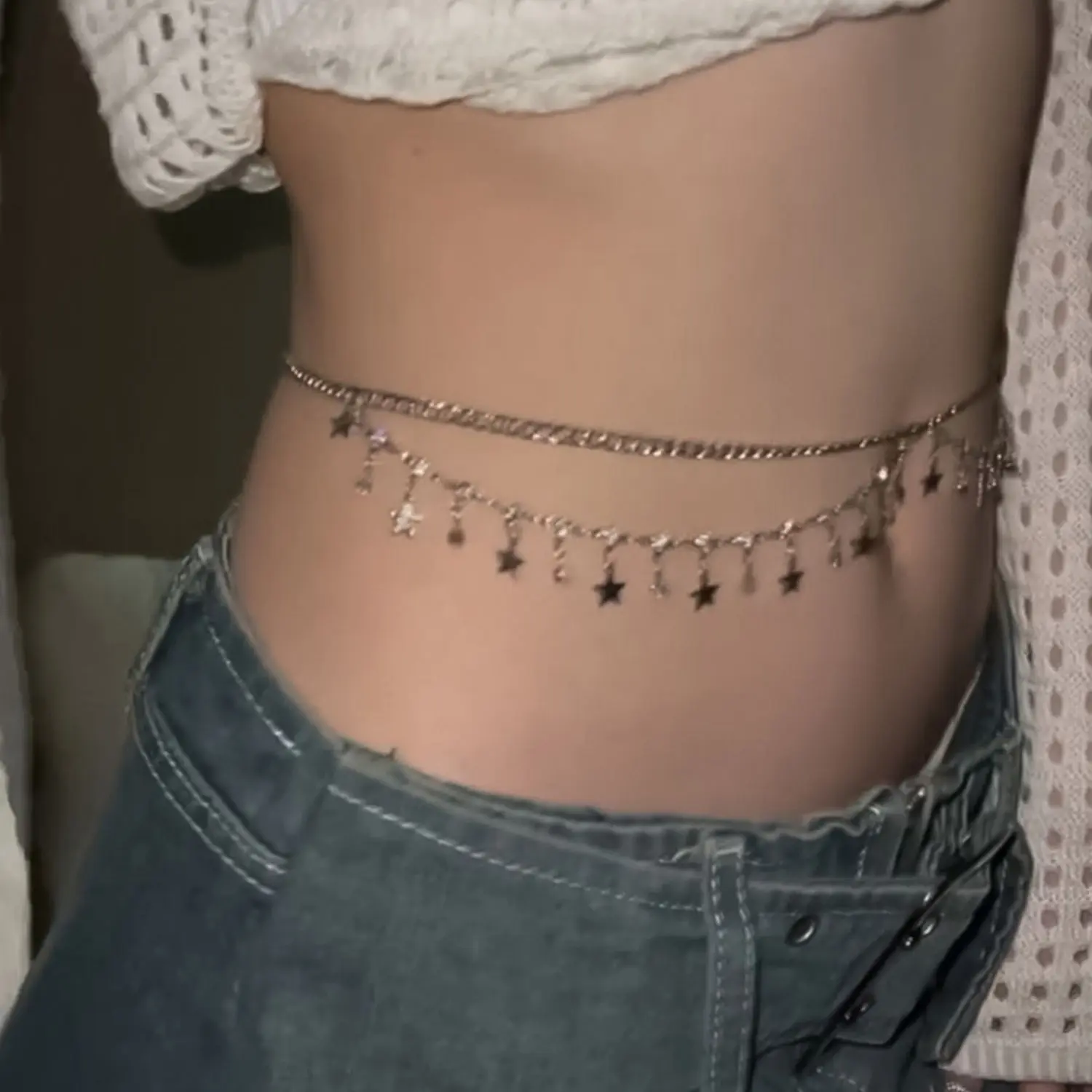 Sexy Bikini Multilayers Star Waist Chains For Women Summer Beach Handmade Rhinestone Moon Belly Chains Waistbeads Boho Jewelry