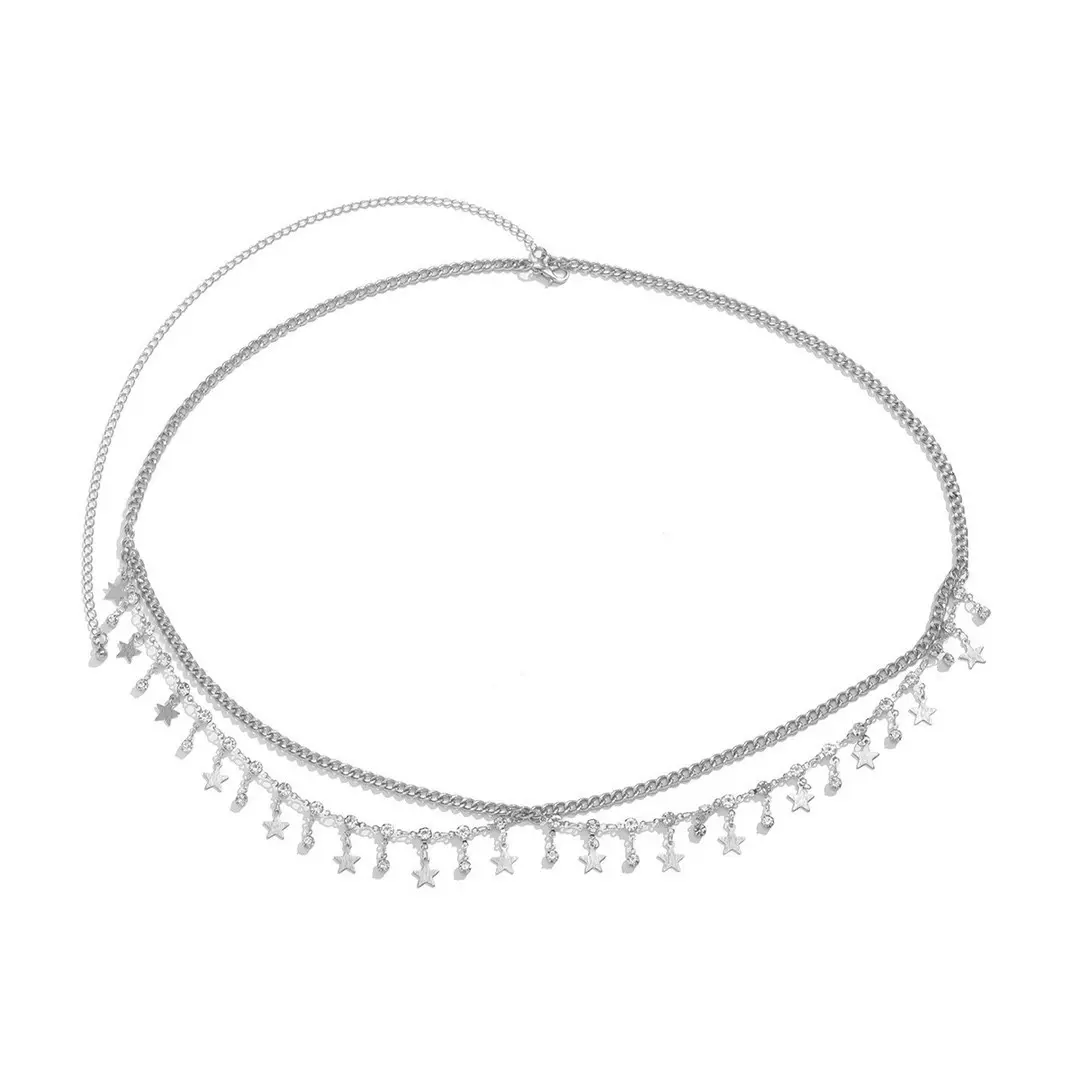 Sexy Bikini Multilayers Star Waist Chains For Women Summer Beach Handmade Rhinestone Moon Belly Chains Waistbeads Boho Jewelry