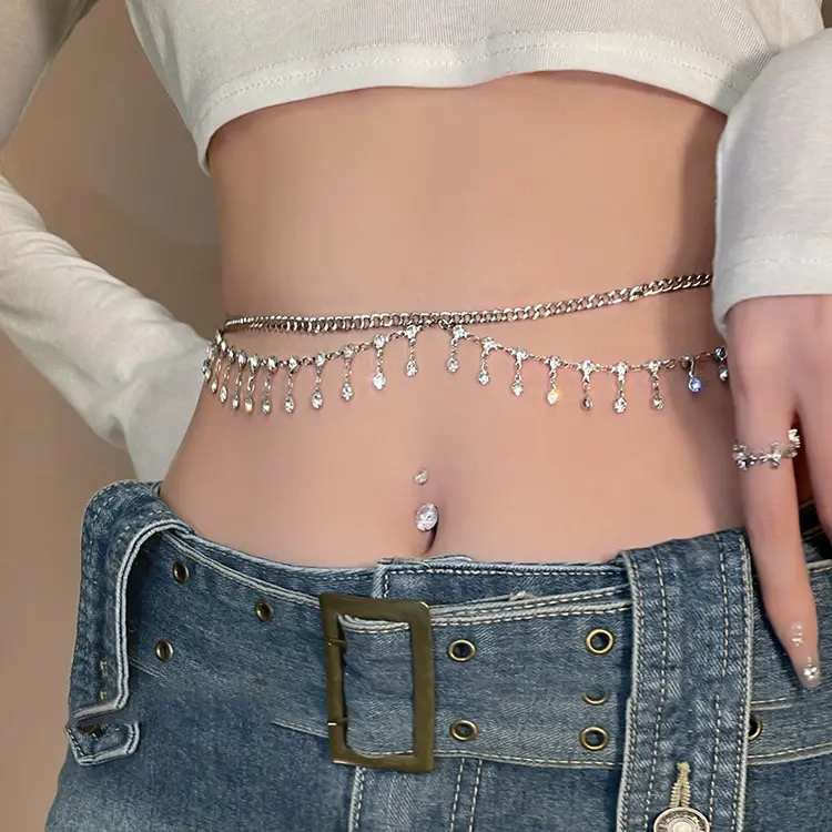 Sexy Bikini Multilayers Star Waist Chains For Women Summer Beach Handmade Rhinestone Moon Belly Chains Waistbeads Boho Jewelry