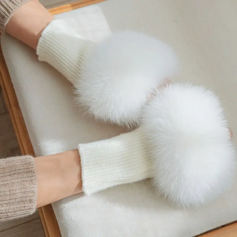 Fine Grain Short Woolen Gloves New Winter Woolen Gloves Female Fake Sleeves Knitted Warmth Exposed Fingerless Arm Sleeves