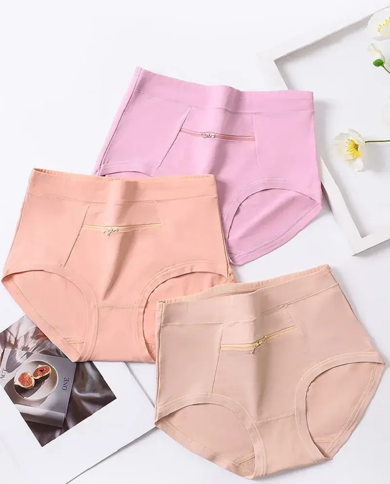Woman Travel Underwear with Safe Pockets Hidden Zippers for Credit Card Passport Bag Invisible Skinny Lingerie Outdoor Briefs