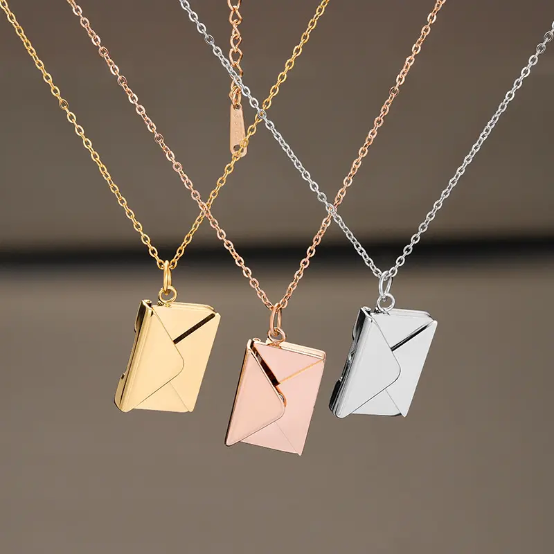 The New Envelope Necklace Shows Off Your Unique Temperament And Can Be Opened Valentine's Day Envelopes Necklaces for Charms