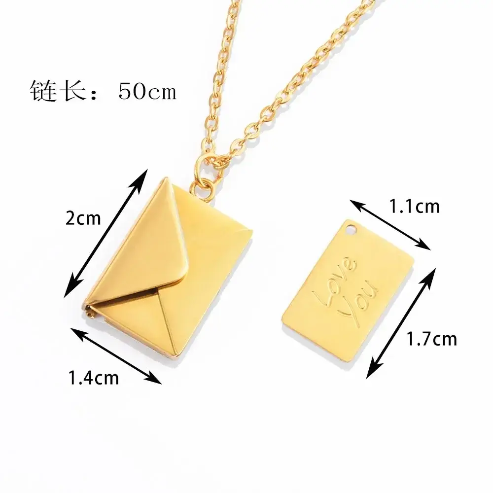 The New Envelope Necklace Shows Off Your Unique Temperament And Can Be Opened Valentine's Day Envelopes Necklaces for Charms