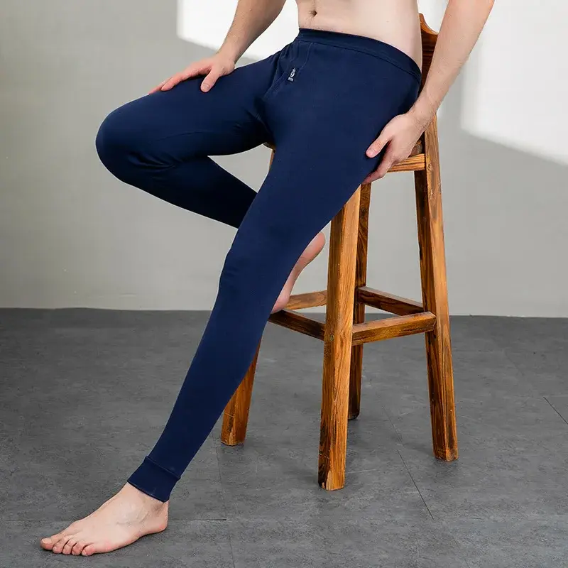 Winter Men's Warm Underwear Cotton Leggings Tight Male Long Johns Blue Gray White Warm Thermal Underwear Bottoms for Men
