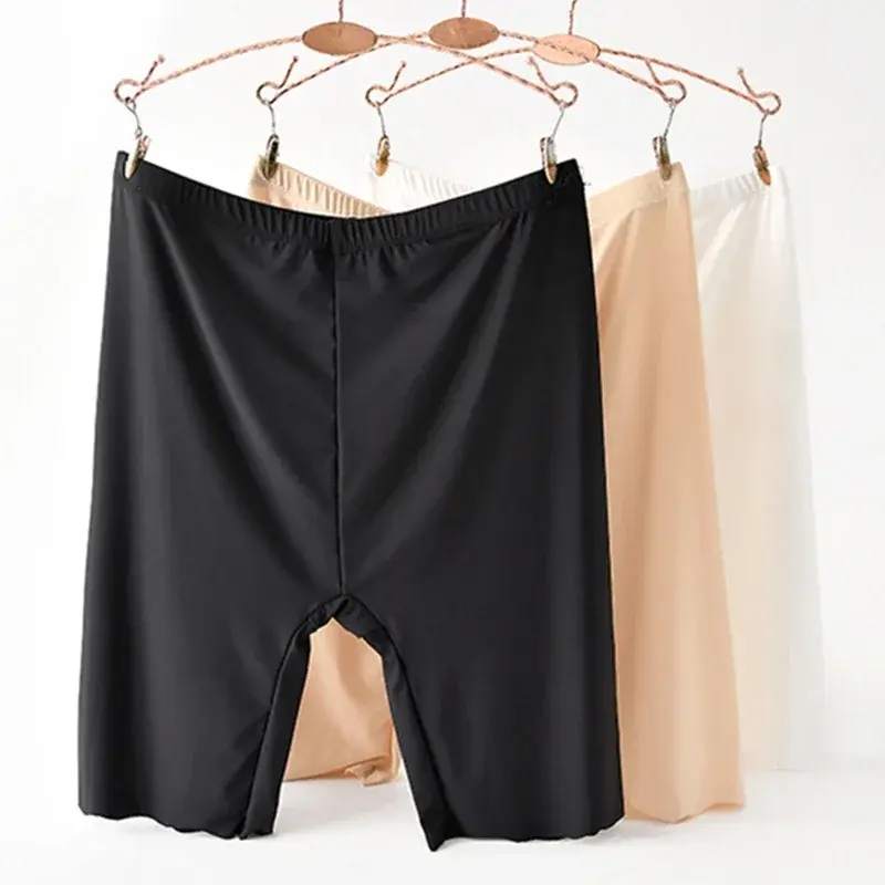 Seamless Ice Silk Safety Short Pants Women Thin Plus Size High Waist Under Skirt Boxers Panties Anti Rub Thigh Safety Shorts