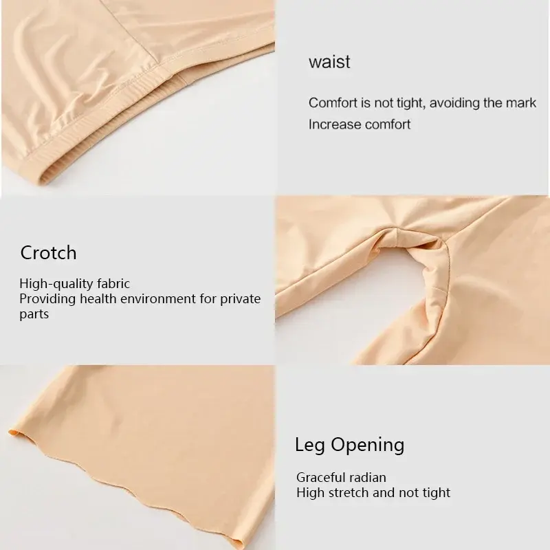 Seamless Ice Silk Safety Short Pants Women Thin Plus Size High Waist Under Skirt Boxers Panties Anti Rub Thigh Safety Shorts