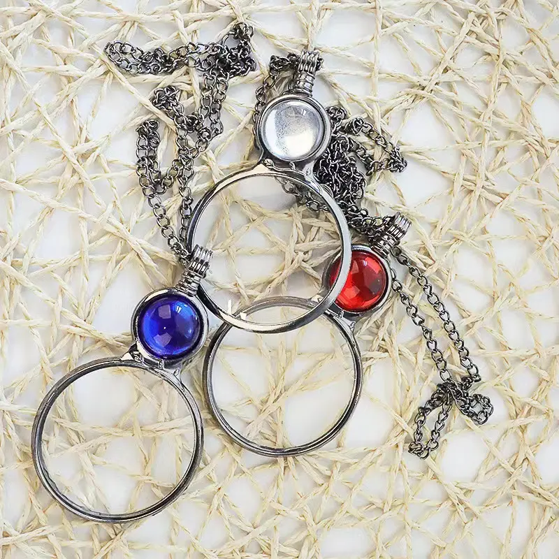 Vintage Magnifying Glass Men Necklace Magnifier Portable Monocle Book Newspaper Reading Magazines Pendant Jewelry