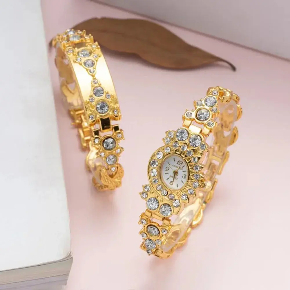 Women Fashion Gold Watch Quartz Luxury Crystal Bracelet Steel Ladies Wristwatch Woman Clock Bracelets With Box Montre Femme
