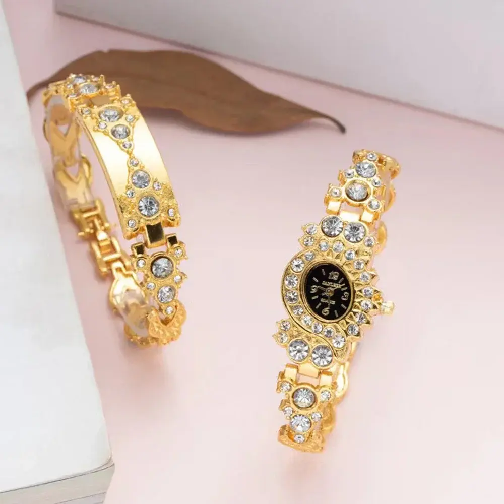 Women Fashion Gold Watch Quartz Luxury Crystal Bracelet Steel Ladies Wristwatch Woman Clock Bracelets With Box Montre Femme