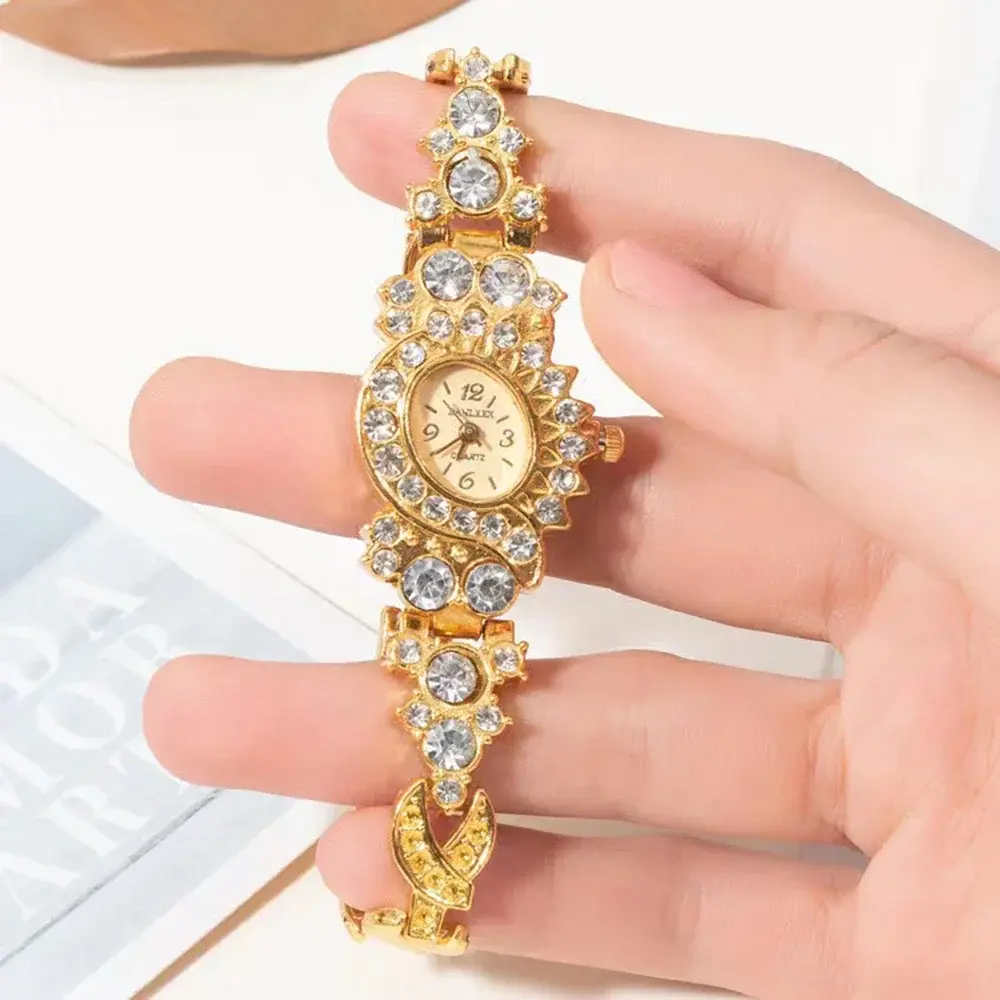 Women Fashion Gold Watch Quartz Luxury Crystal Bracelet Steel Ladies Wristwatch Woman Clock Bracelets With Box Montre Femme