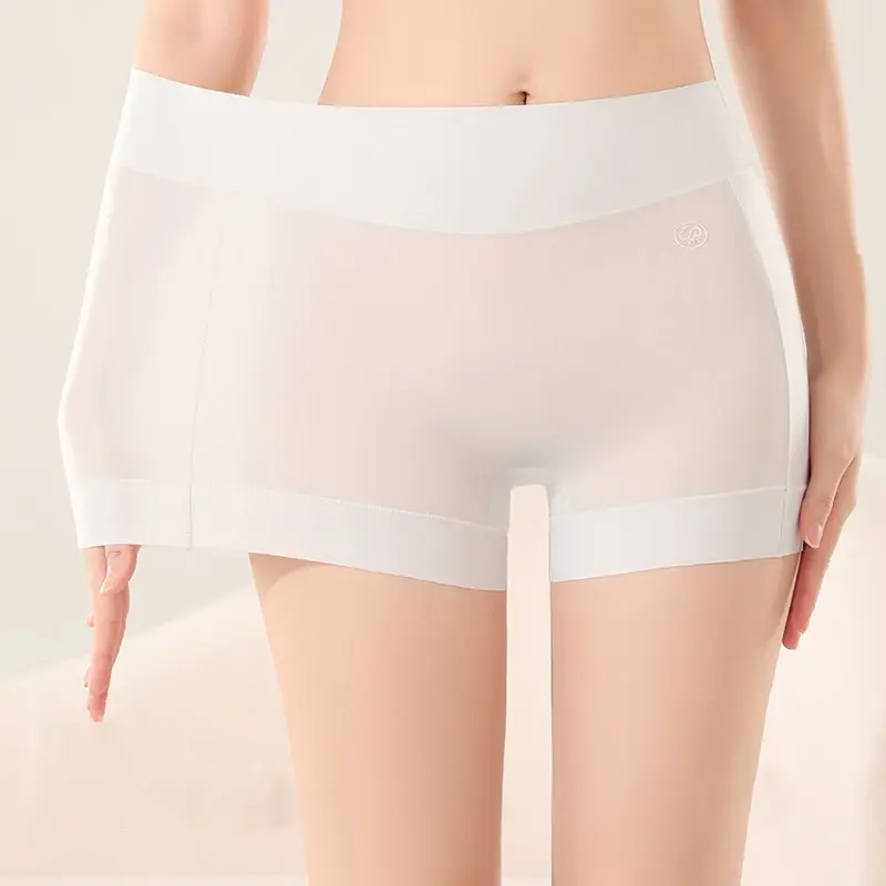 Women's Safety Shorts Seamless Ice Silk Thin Short Pants Under Skirt Breathable Underwear Cool Anti Rubbing Boyshorts Panties