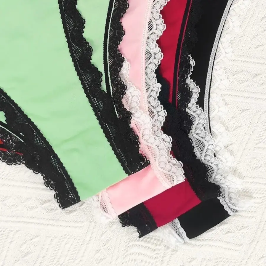 Low Rise Bow Sexy Lace Women's Panties Love Buckle Decor Elegant Lady Briefs Comfortable Breathable Female Sexy Lingerie XS-L