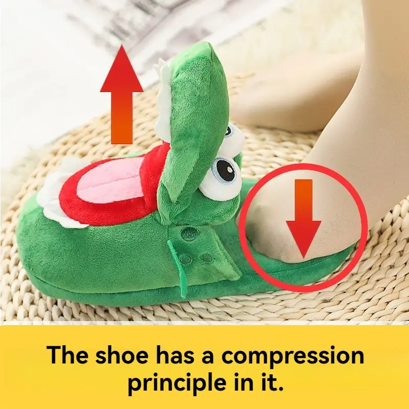 Cartoon Crocodile Cotton Slippers Moving Funny Walking with Open Mouth and Dancing Warm Comfortable Christmas Gift Kids Girl Boy