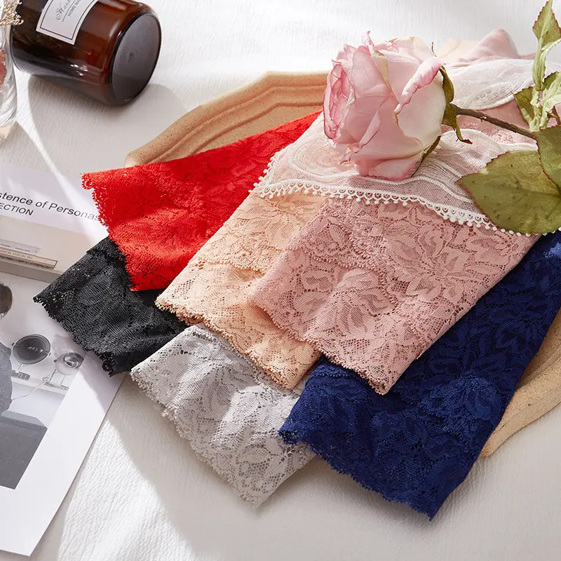 New V-neck High Waist Underwear Women Pure Cotton Antibacterial Lace Panties Hot and Seductive Girls Tight Triangle Shorts