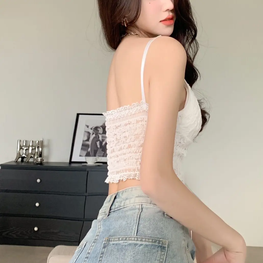 Y2K Crop Top Lace Sexy Club Tube Top Wrapped Vests Underwear For Women 2023 Summer Push Up Bra Tank Top Slim Bralette Tees