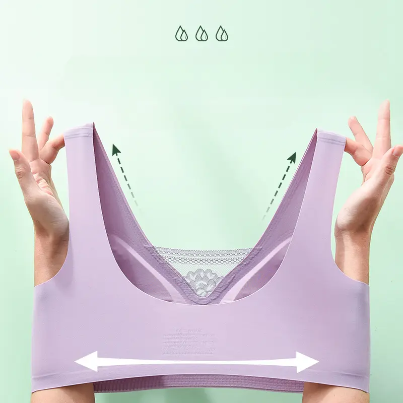 Latex Bra Seamless Bras for Women Underwear Lace Push Up Bralette with Pad Top Bra Ice Silk Underwear Sleep Bars Lift Up Bra