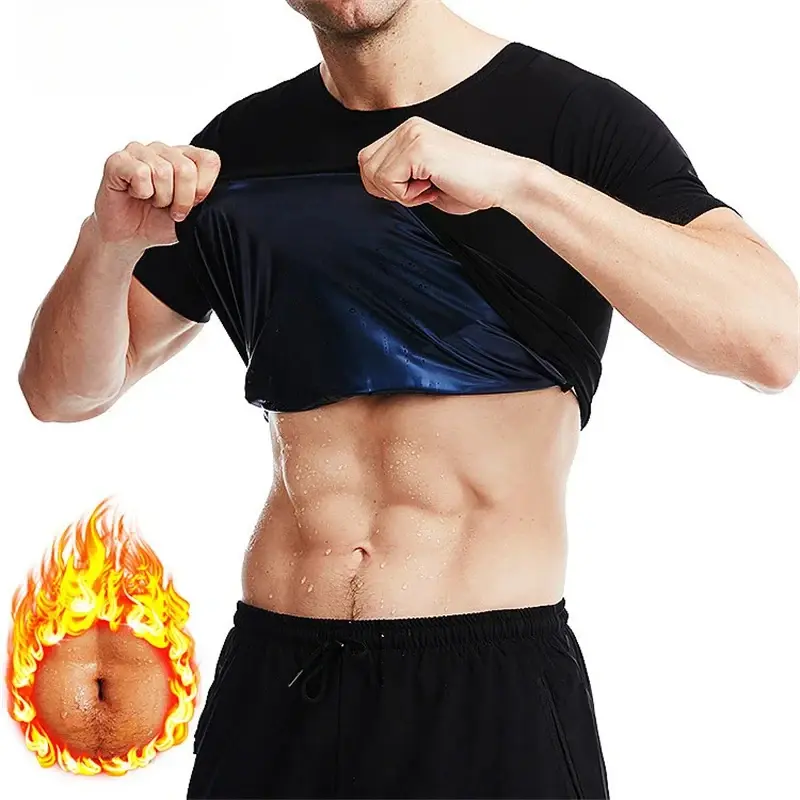 Men Sauna Vest Polymer Sweat Slimming Weight Loss Sauna Suit Tank Top Zipper Body Shaper Shirt Workout Waist Trainer Fat Burning