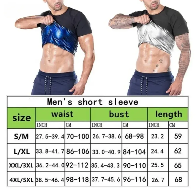 Men Sauna Vest Polymer Sweat Slimming Weight Loss Sauna Suit Tank Top Zipper Body Shaper Shirt Workout Waist Trainer Fat Burning