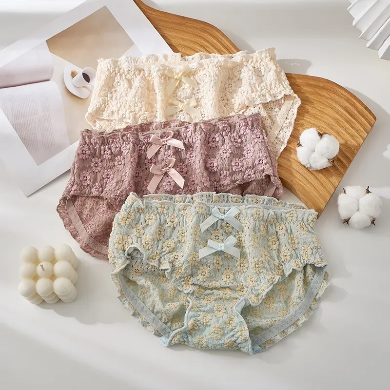 Cotton Panties Women's Underwear Panty Ladies Floral Briefs Girls Mid Waist Shorts Female Lingerie Calcinhas Sexy