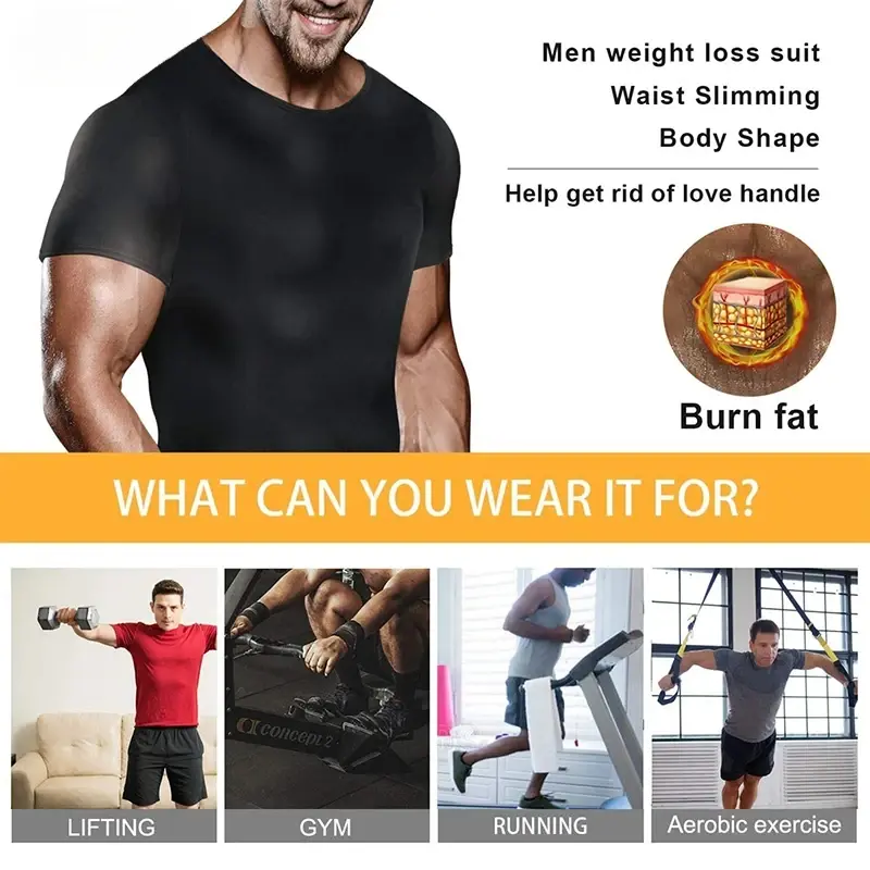 Men Sauna Vest Polymer Sweat Slimming Weight Loss Sauna Suit Tank Top Zipper Body Shaper Shirt Workout Waist Trainer Fat Burning