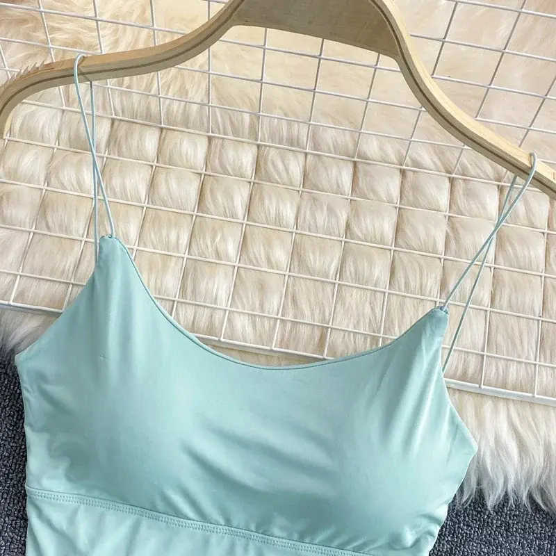 Summer Bra Ice Silk Crop Tops Sports Lady Spaghetti Strap Vest Top Women Sexy Bra Tanks Shoulder Sleeveless Camisole Underwear