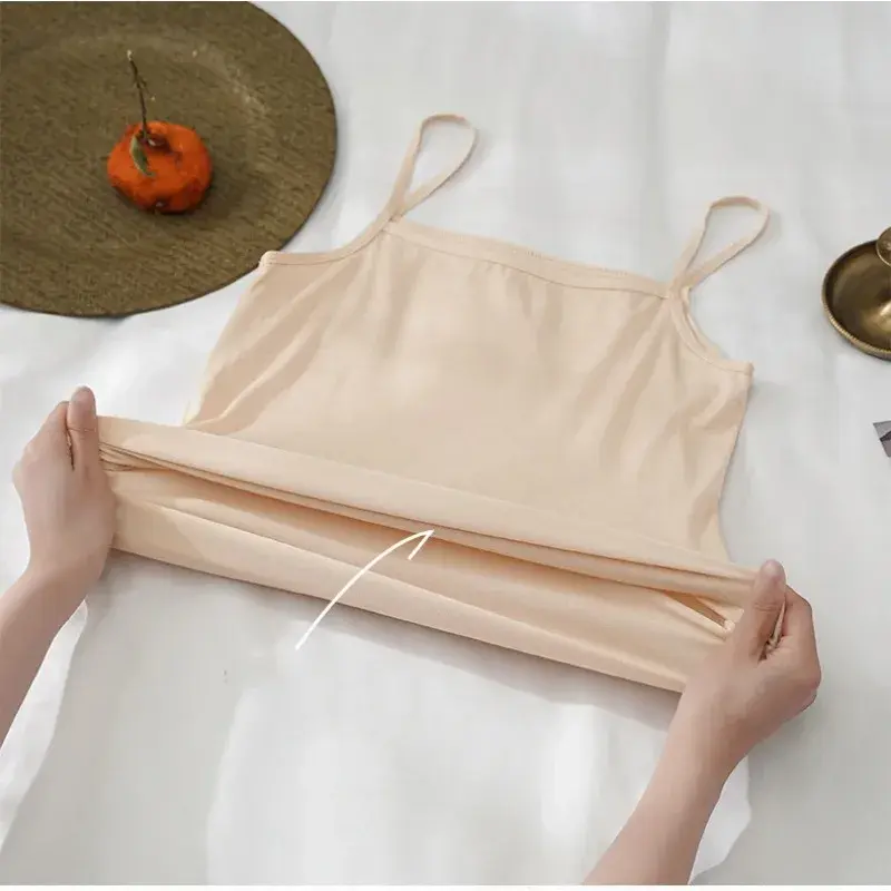 2PCS Summer Sexy Camisoles Women No Pad Crop Top  Sleeveless Shirt Sexy Slim Tops Lady Bralette Strap Skinny Vest Camisoles